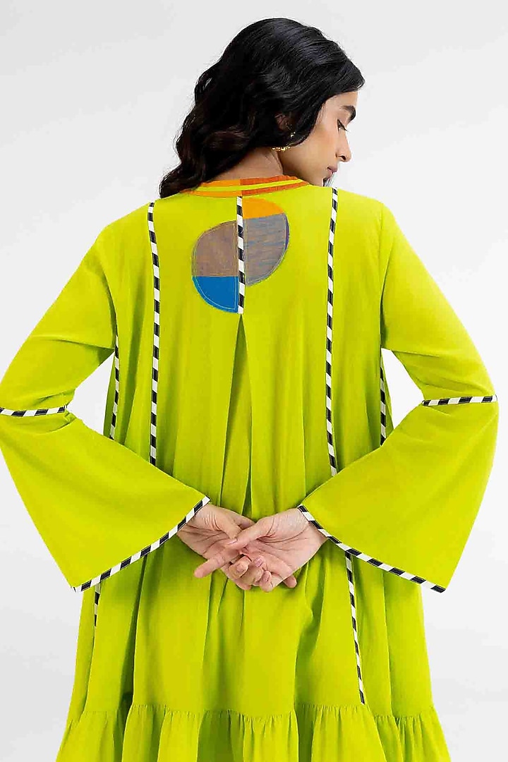 Lime Green Cotton Polka Dot Printed Tunic by Gulabo By Abu Sandeep at Pernia's Pop Up Shop