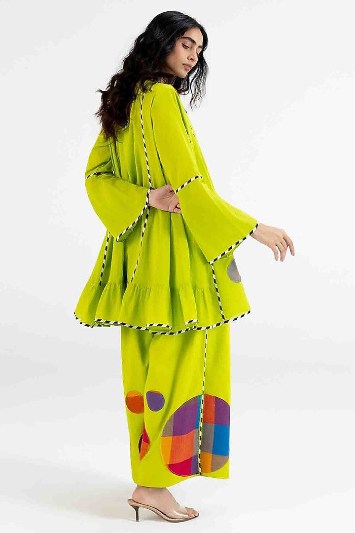 Lime Green Cotton Polka Dot Printed Tunic by Gulabo By Abu Sandeep at Pernia's Pop Up Shop