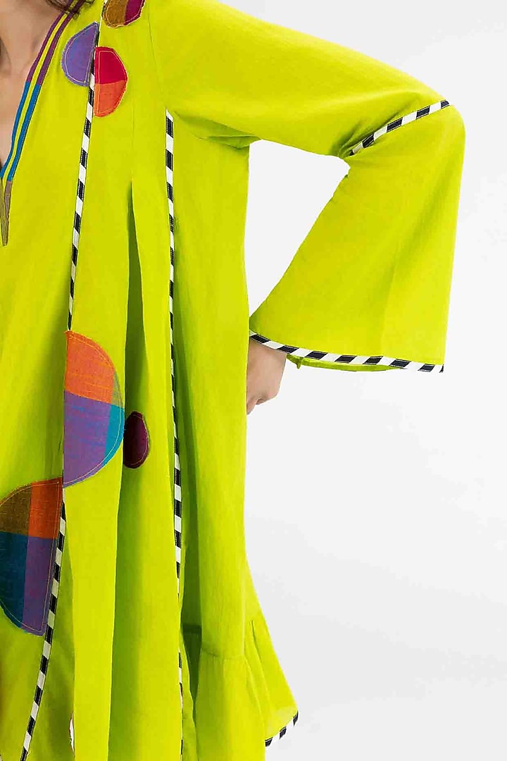 Lime Green Cotton Polka Dot Printed Tunic by Gulabo By Abu Sandeep at Pernia's Pop Up Shop