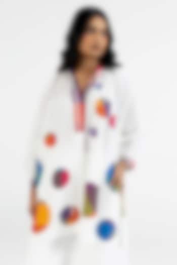 Off-White Cotton Polka Dot Printed Tunic by Gulabo By Abu Sandeep at Pernia's Pop Up Shop