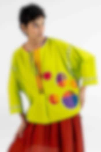 Lime Green Cotton Polka Dot Printed Top by Gulabo By Abu Sandeep at Pernia's Pop Up Shop