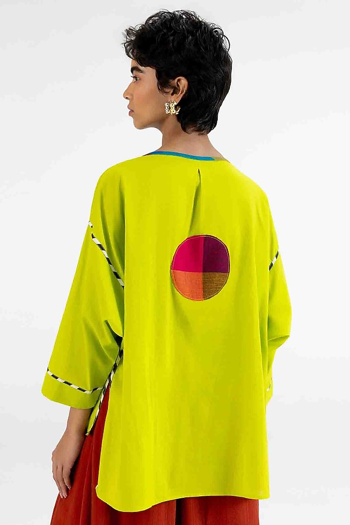 Lime Green Cotton Polka Dot Printed Top by Gulabo By Abu Sandeep at Pernia's Pop Up Shop