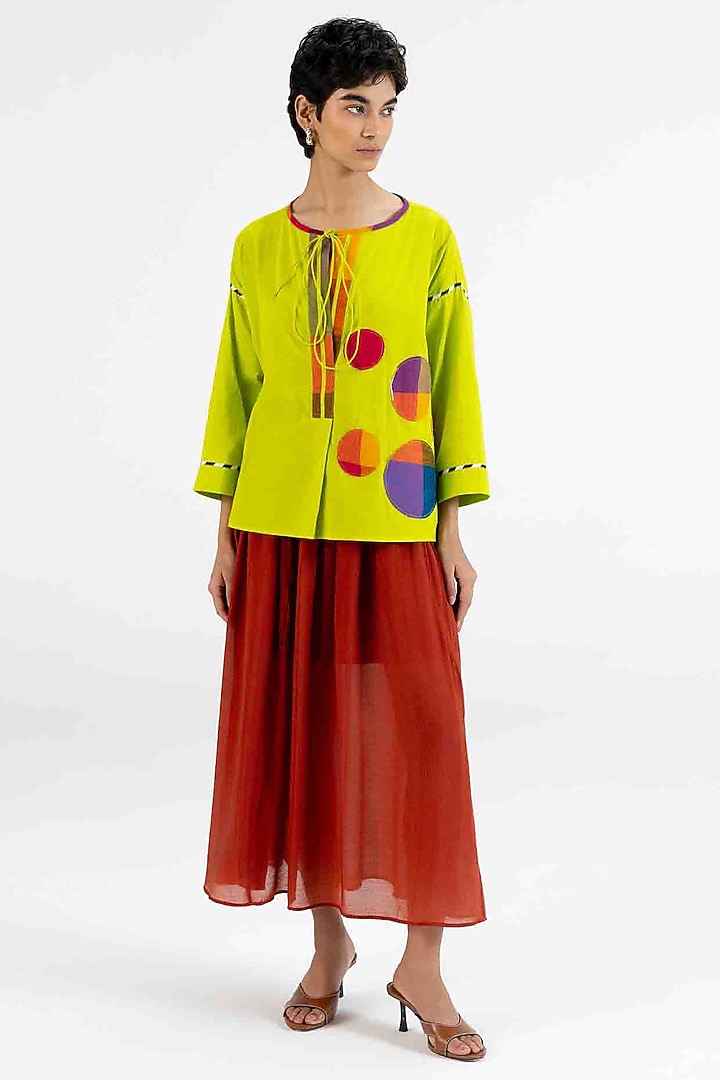 Lime Green Cotton Polka Dot Printed Top by Gulabo By Abu Sandeep at Pernia's Pop Up Shop