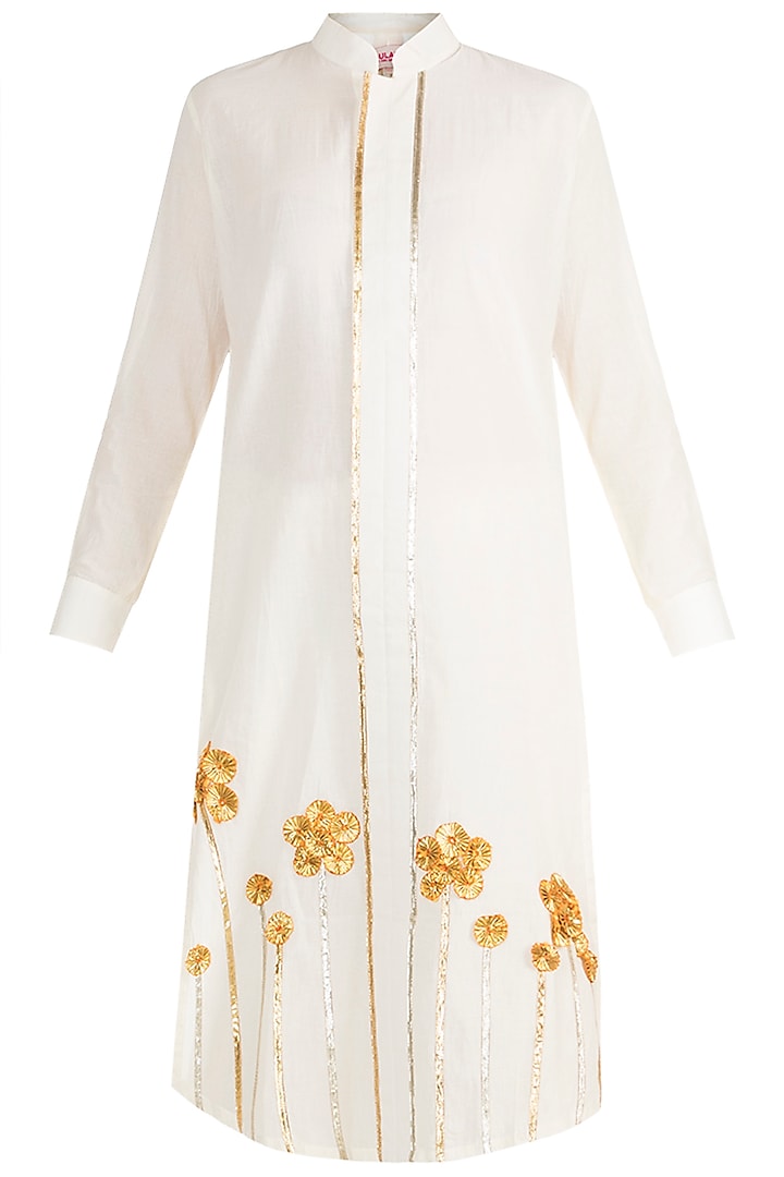 Off White Embroidered Front Open Tunic by Gulabo By Abu Sandeep