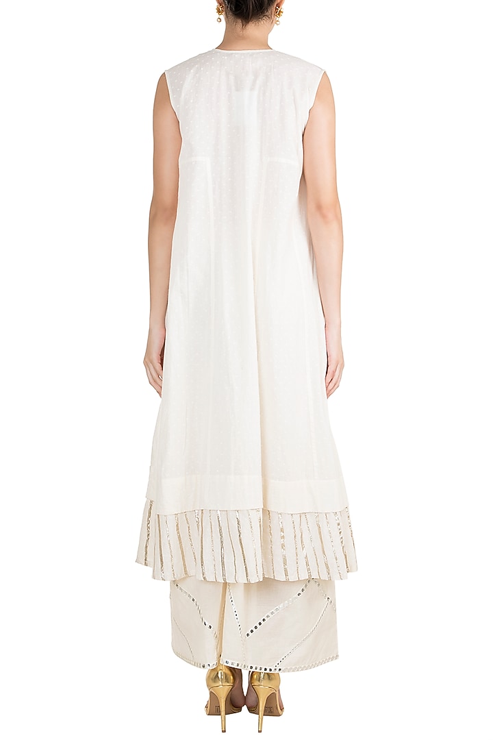 Off White Embroidered Palazzo Pants by Gulabo by Abu Sandeep at Pernia's Pop Up Shop