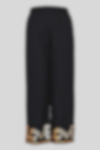 Black Embroidered Memoni Pants by Gulabo By Abu Sandeep at Pernia's Pop Up Shop