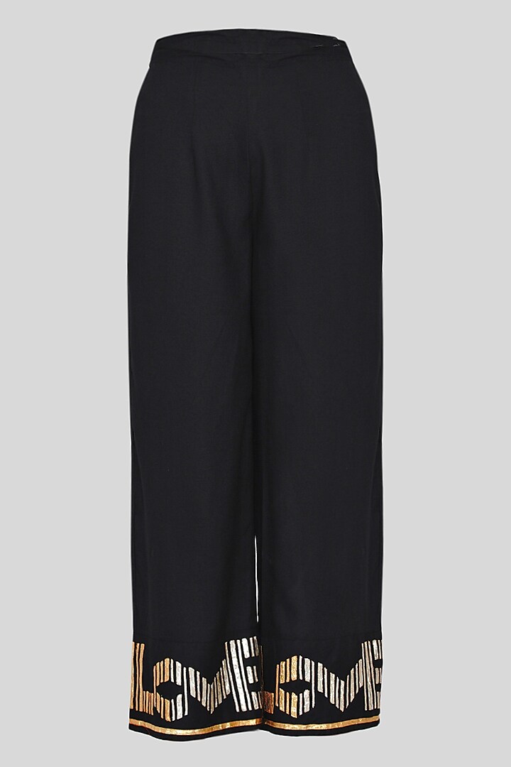 Black Embroidered Memoni Pants by Gulabo By Abu Sandeep at Pernia's Pop Up Shop