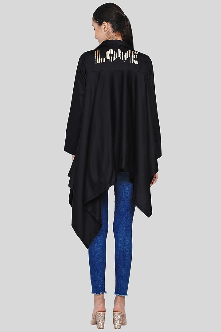 Black Embroidered Handkerchief Shirt by Gulabo By Abu Sandeep at Pernia's Pop Up Shop