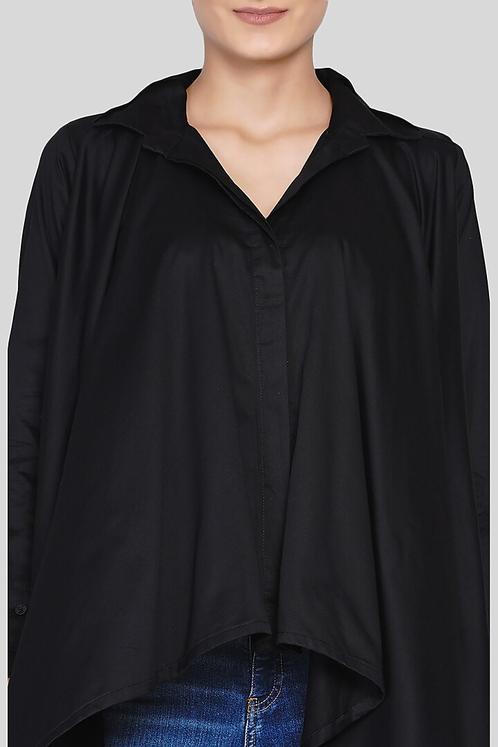 Black Embroidered Handkerchief Shirt by Gulabo By Abu Sandeep at Pernia's Pop Up Shop