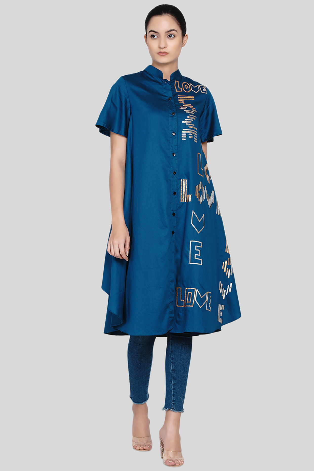 Cobalt Blue Embroidered Tunic by Gulabo By Abu Sandeep at Pernia's Pop Up Shop