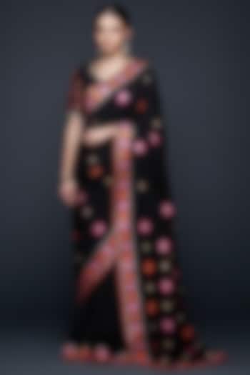 Black Viscose Chanderi Silk Party Wear Saree by Gulabo By Abu Sandeep at Pernia's Pop Up Shop