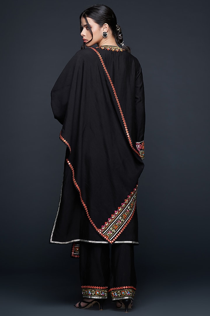 Black Viscose Chanderi Silk Dupatta by Gulabo By Abu Sandeep at Pernia's Pop Up Shop