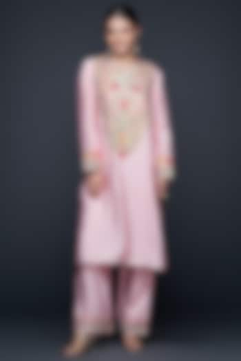 Pink Viscose Chanderi Silk Embellished Kalidar Kurta by Gulabo By Abu Sandeep at Pernia's Pop Up Shop