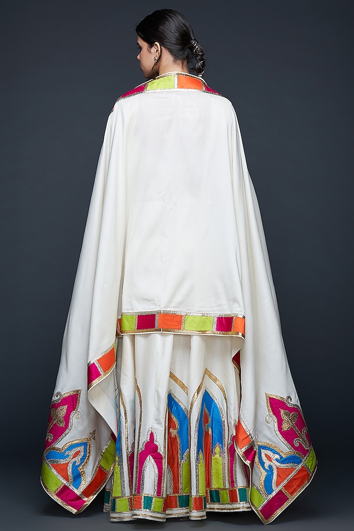 Off-White Cotton Silk Gota Applique Wedding Lehenga by Gulabo By Abu Sandeep at Pernia's Pop Up Shop