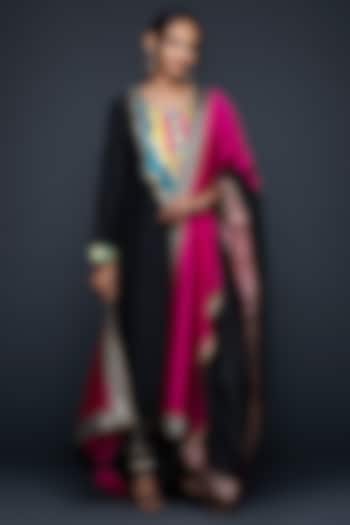 Black Cotton Silk Two Toned Dupatta by Gulabo By Abu Sandeep at Pernia's Pop Up Shop