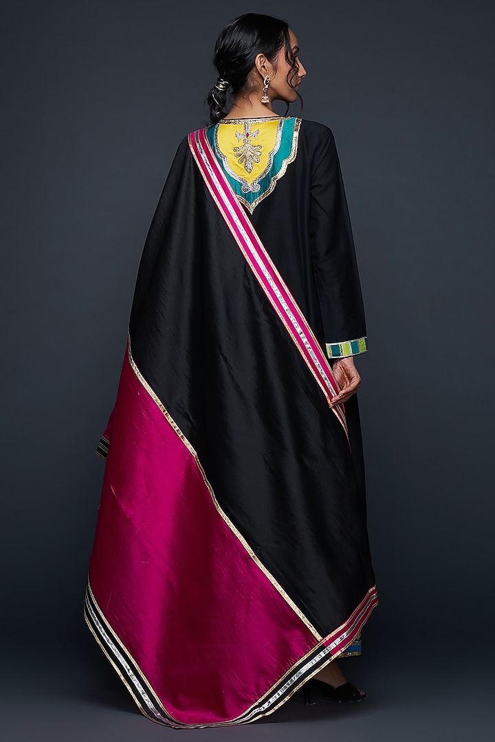 Black Cotton Silk Two Toned Dupatta by Gulabo By Abu Sandeep at Pernia's Pop Up Shop