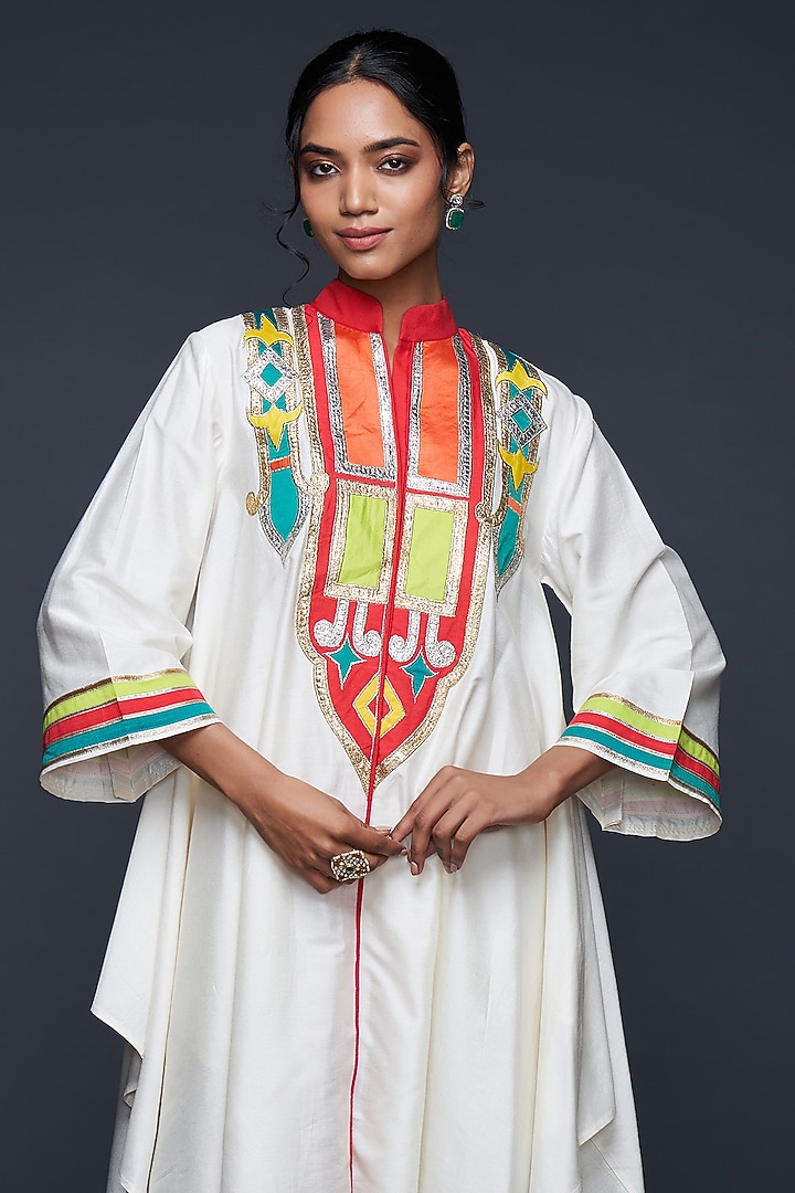Off-White Cotton Silk D-Tunic by Gulabo By Abu Sandeep at Pernia's Pop Up Shop