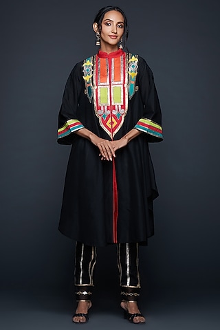 Black Cotton Silk D-Tunic by Gulabo By Abu Sandeep