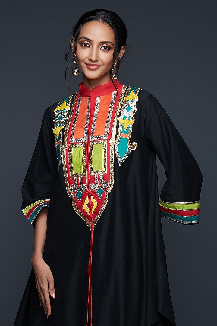Black Cotton Silk D-Tunic by Gulabo By Abu Sandeep at Pernia's Pop Up Shop