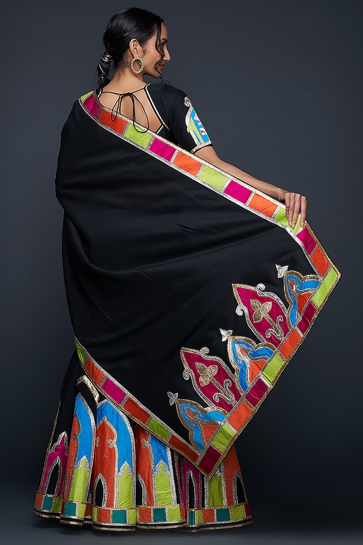 Black Cotton Silk Motif Dupatta by Gulabo By Abu Sandeep at Pernia's Pop Up Shop