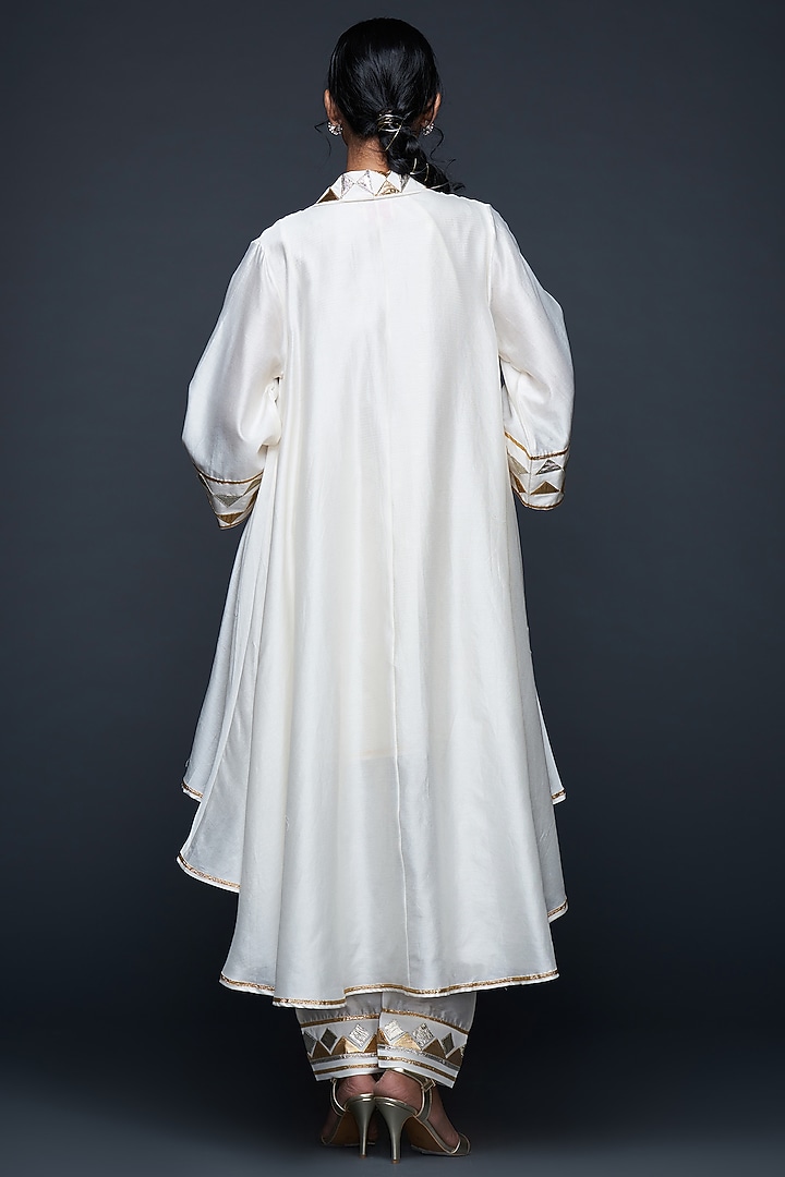 Off-White Jamdani Layered Coat by Gulabo By Abu Sandeep at Pernia's Pop Up Shop