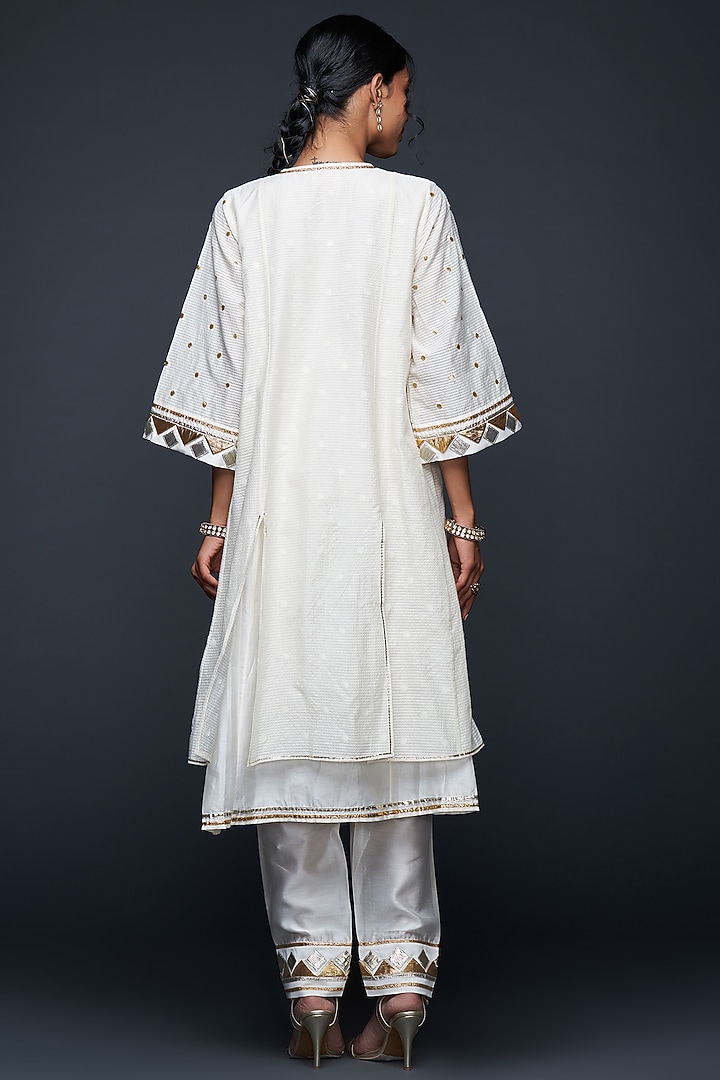 Off-White Chanderi Pants by Gulabo By Abu Sandeep at Pernia's Pop Up Shop