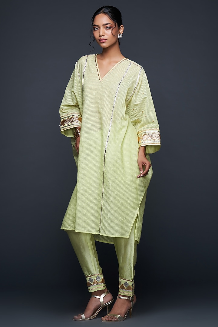 Pista Green Chanderi Pants by Gulabo By Abu Sandeep at Pernia's Pop Up Shop