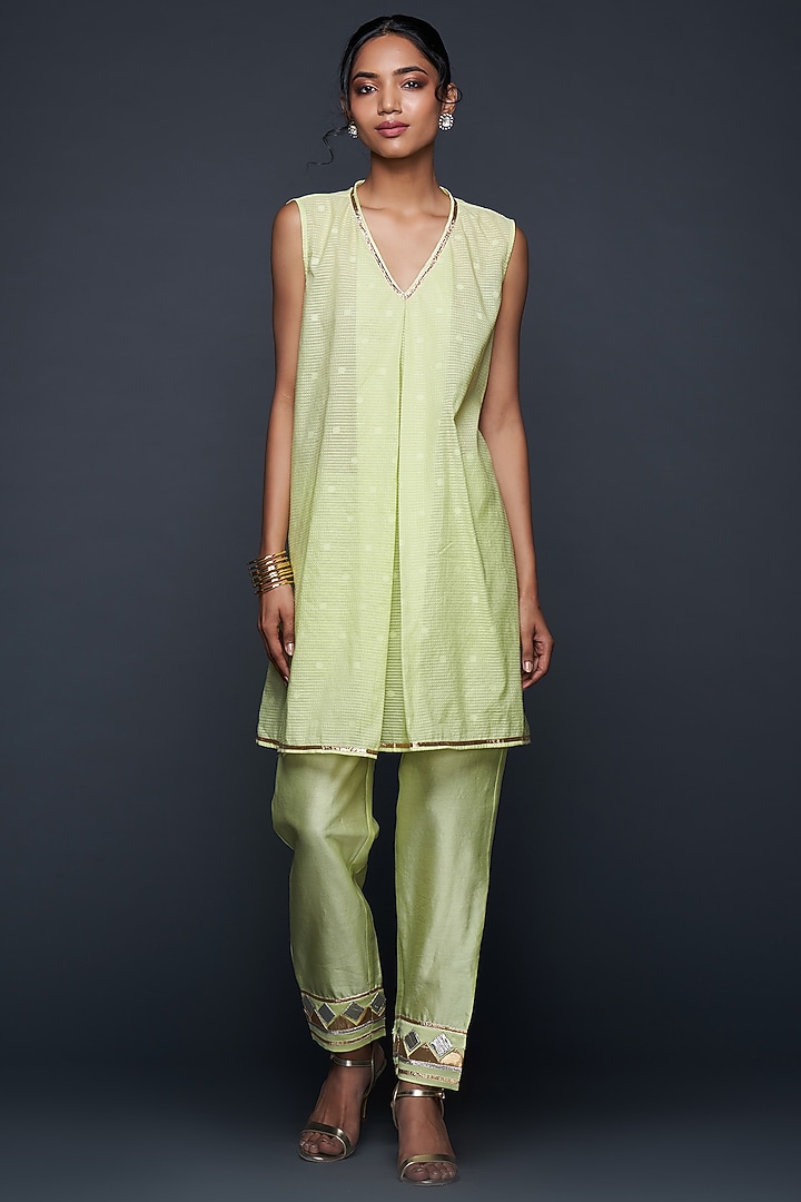 Pista Green Chanderi Pants by Gulabo By Abu Sandeep at Pernia's Pop Up Shop