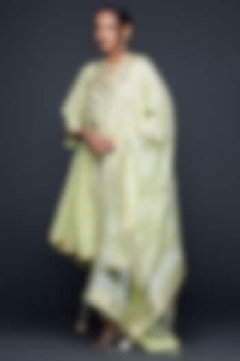 Pista Green Jamdani Dupatta by Gulabo By Abu Sandeep at Pernia's Pop Up Shop