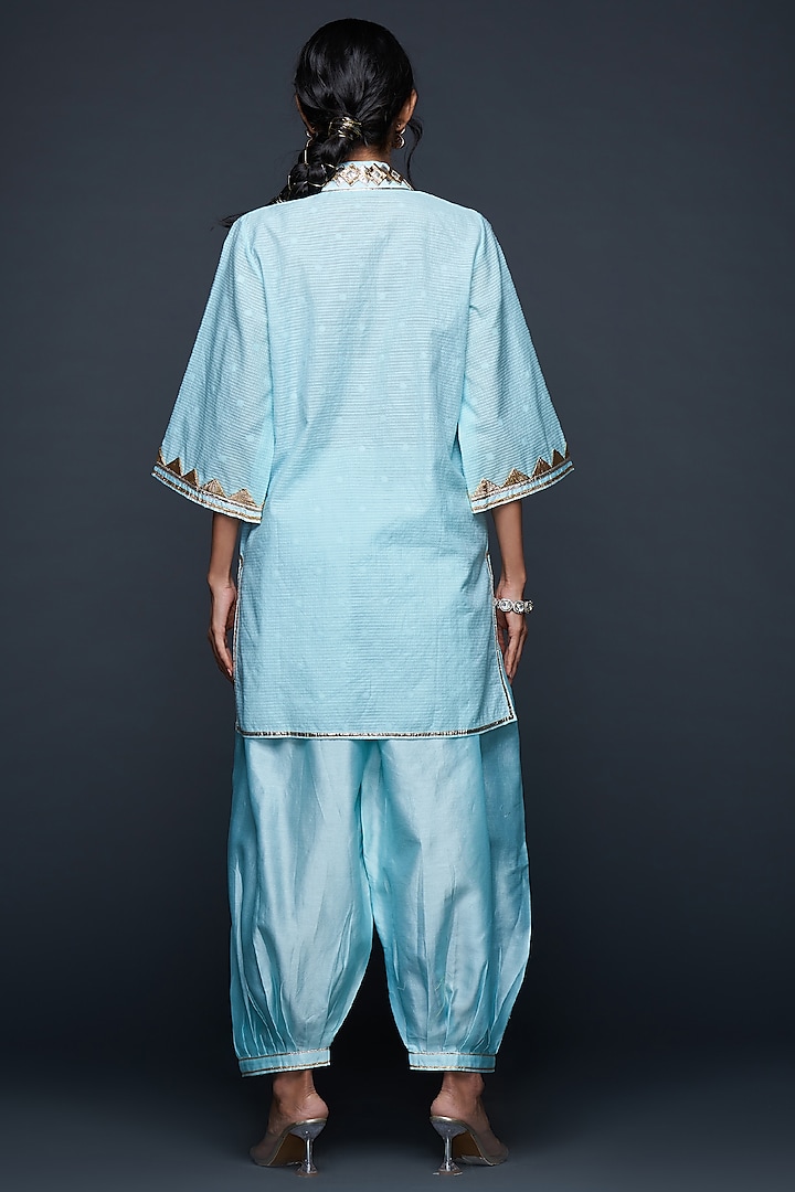 Blue Jamdani Salwar Pants by Gulabo By Abu Sandeep at Pernia's Pop Up Shop