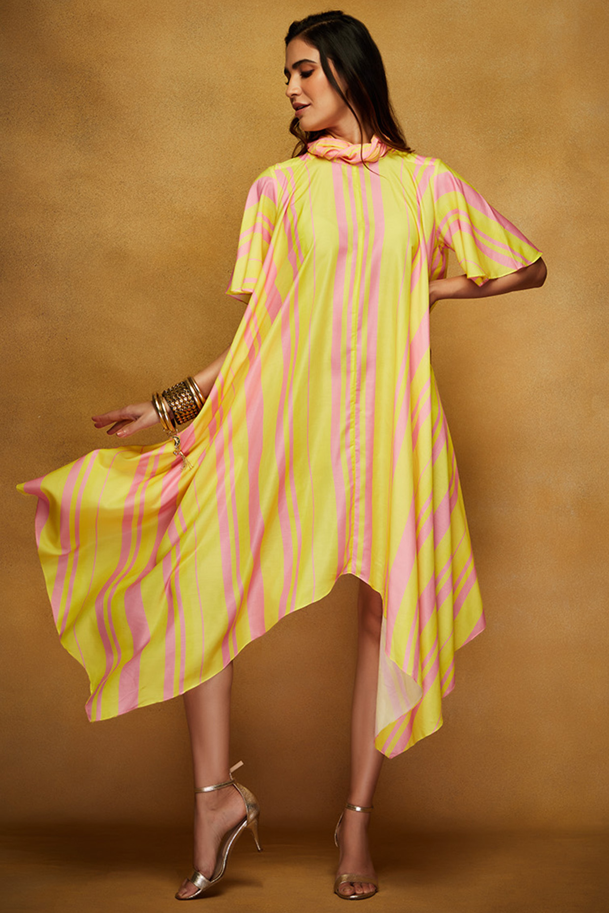 Yellow & Pink Printed Tunic by Gulabo By Abu Sandeep at Pernia's Pop Up Shop
