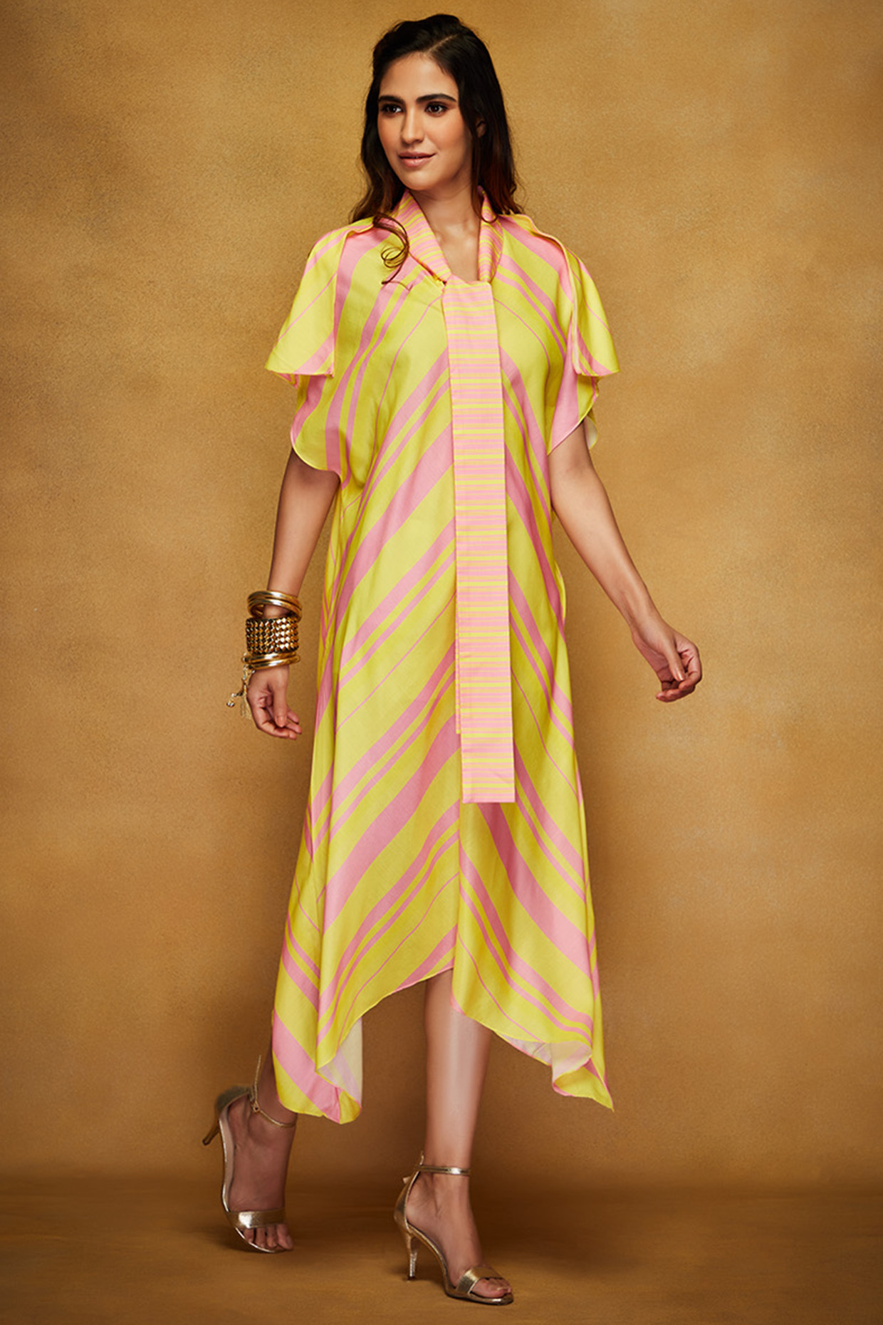Yellow & Pink Digitally Printed Tunic by Gulabo By Abu Sandeep at Pernia's Pop Up Shop