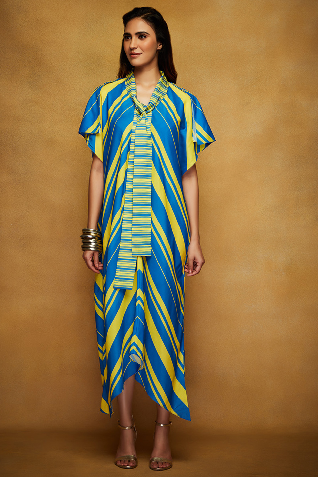 Blue & Yellow Digitally Printed Tunic by Gulabo By Abu Sandeep at Pernia's Pop Up Shop