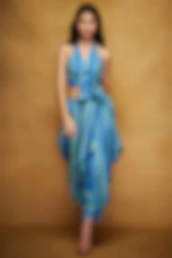 Blue & Green Printed Dhoti Pants by Gulabo By Abu Sandeep at Pernia's Pop Up Shop