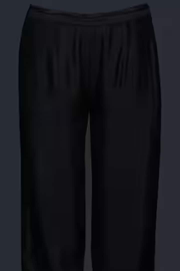 Black Viscose & Chanderi Silk Mirror Work Pants by Gulabo By Abu Sandeep at Pernia's Pop Up Shop