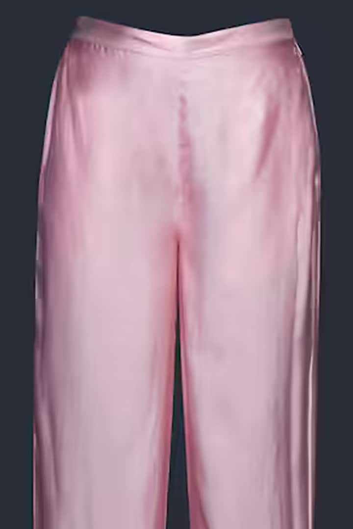 Light Pink Viscose & Chanderi Silk Mirror Work Pants by Gulabo By Abu Sandeep at Pernia's Pop Up Shop
