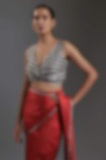 Black & White Modal Satin Twisted Blouse by Gulabo By Abu Sandeep at Pernia's Pop Up Shop