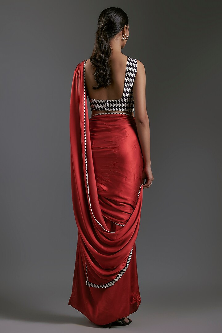Black & White Modal Satin Twisted Blouse by Gulabo By Abu Sandeep at Pernia's Pop Up Shop