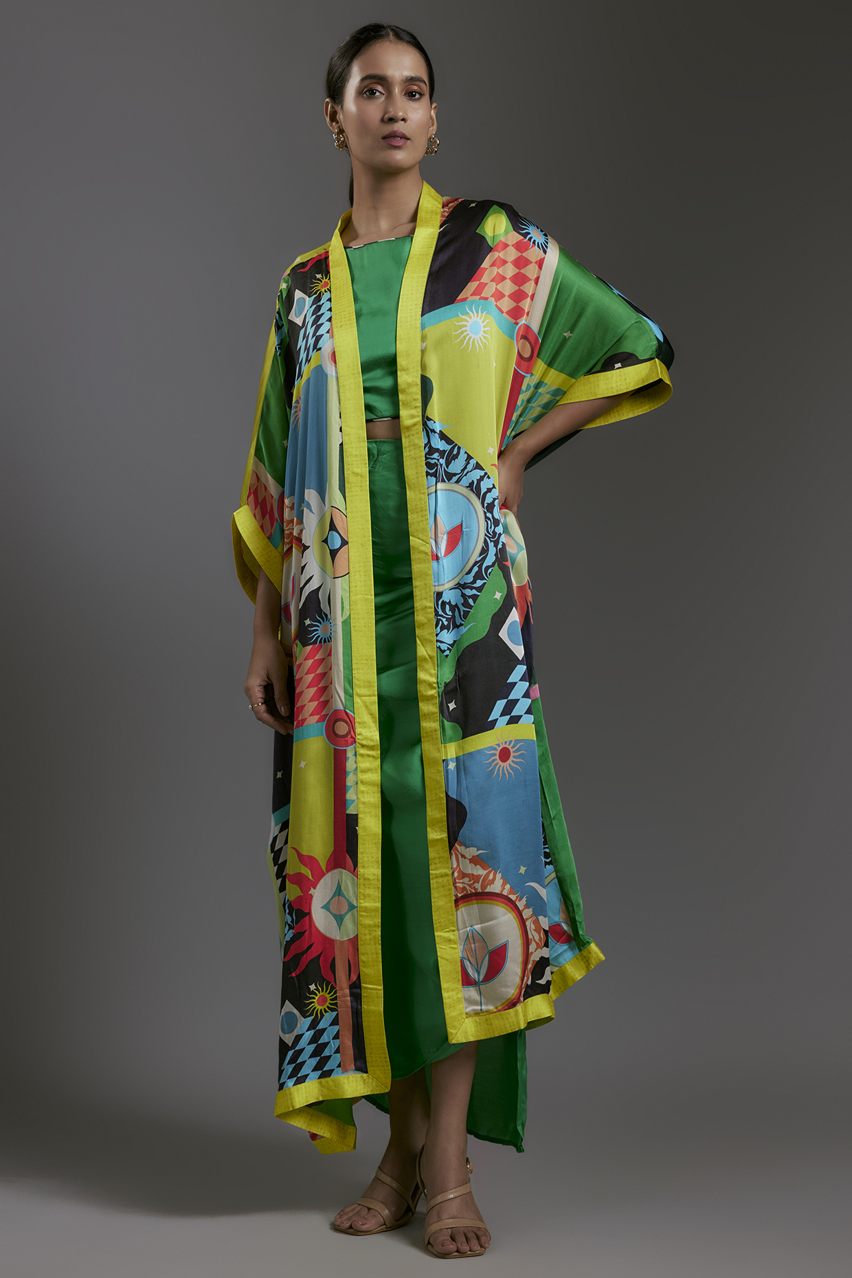 Multi-Colored Modal Satin Printed Overlay by Gulabo By Abu Sandeep at Pernia's Pop Up Shop