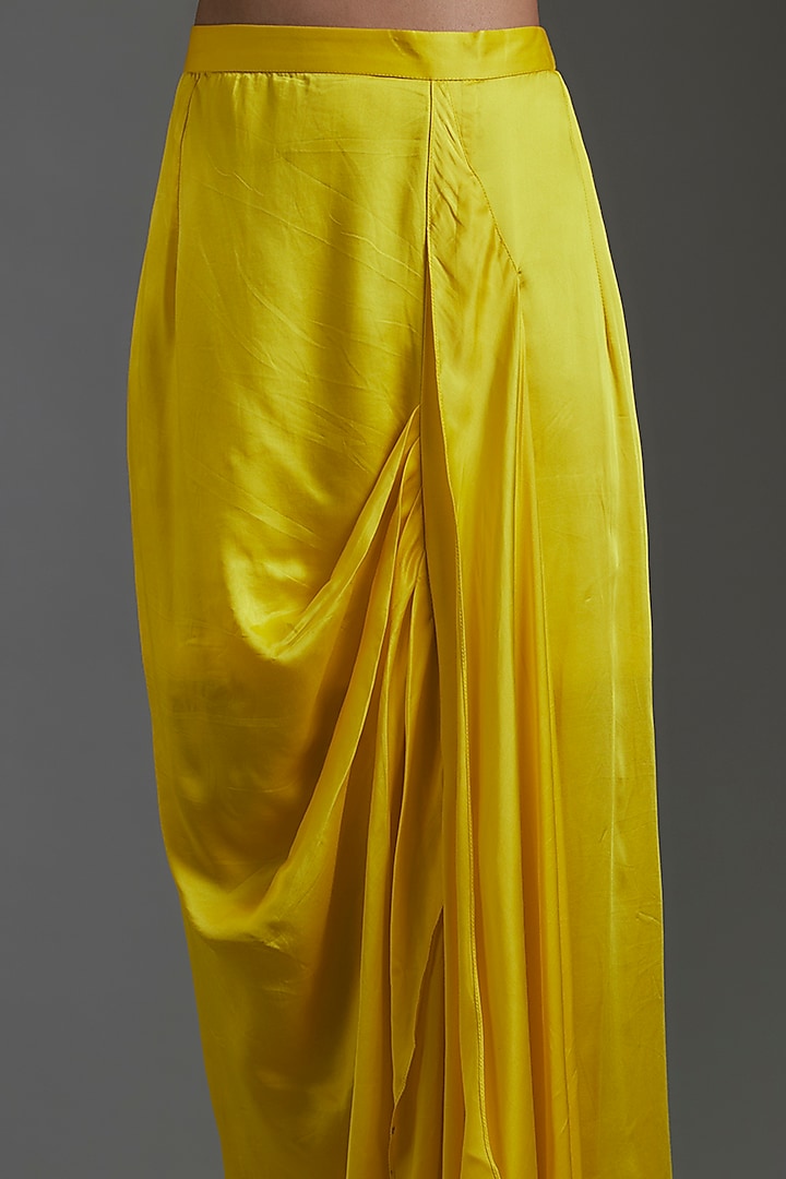 Yellow Modal Satin Pleated Skirt by Gulabo By Abu Sandeep at Pernia's Pop Up Shop