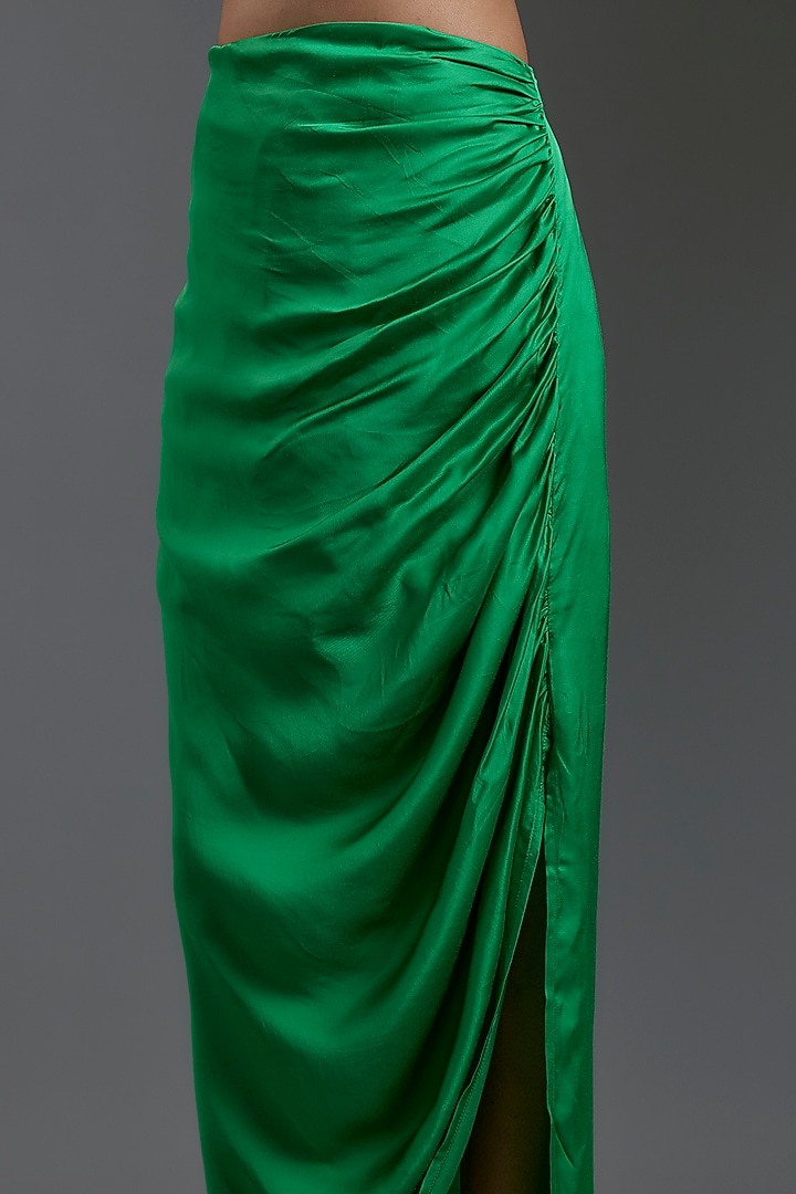 Green Modal Satin Skirt by Gulabo By Abu Sandeep at Pernia's Pop Up Shop