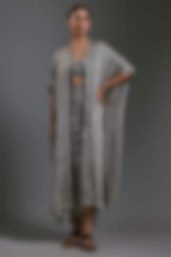 Black & White Modal Satin Printed Overlay by Gulabo By Abu Sandeep at Pernia's Pop Up Shop