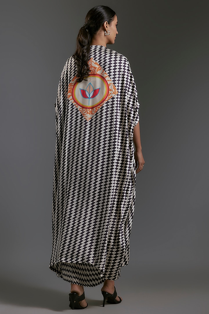 Black & White Modal Satin Printed Overlay by Gulabo By Abu Sandeep at Pernia's Pop Up Shop