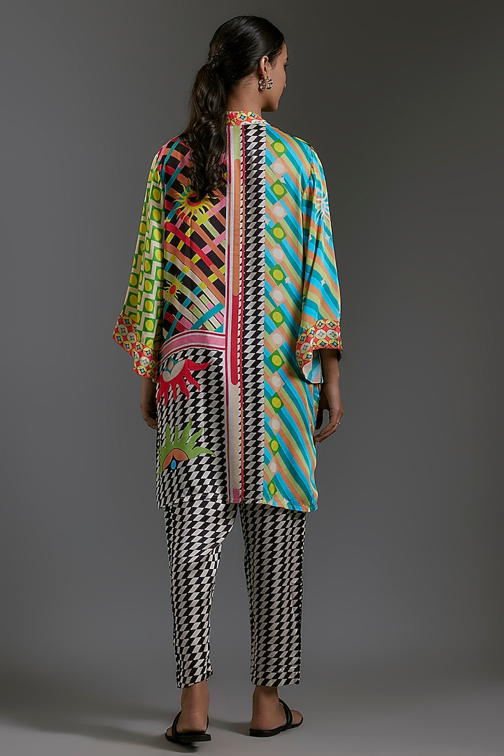 Multi-Colored Modal Satin Printed Oversized Shirt by Gulabo By Abu Sandeep at Pernia's Pop Up Shop