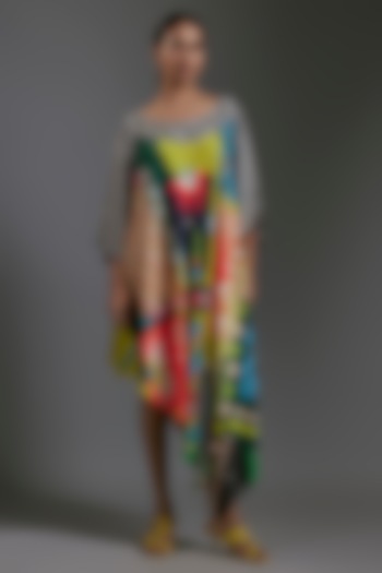 Multi-Colored Modal Satin Printed Tunic by Gulabo By Abu Sandeep at Pernia's Pop Up Shop