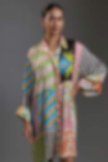 Multi-Colored Modal Satin Printed Oversized Shirt by Gulabo By Abu Sandeep at Pernia's Pop Up Shop