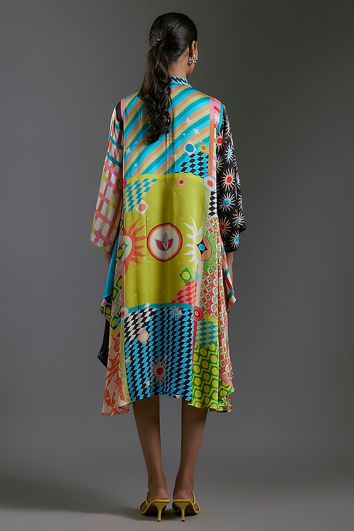 Multi-Colored Modal Satin Printed Summer Shirt Dress by Gulabo By Abu Sandeep at Pernia's Pop Up Shop