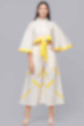 White & Yellow Striped Culotte Pants by Gulabo By Abu Sandeep at Pernia's Pop Up Shop