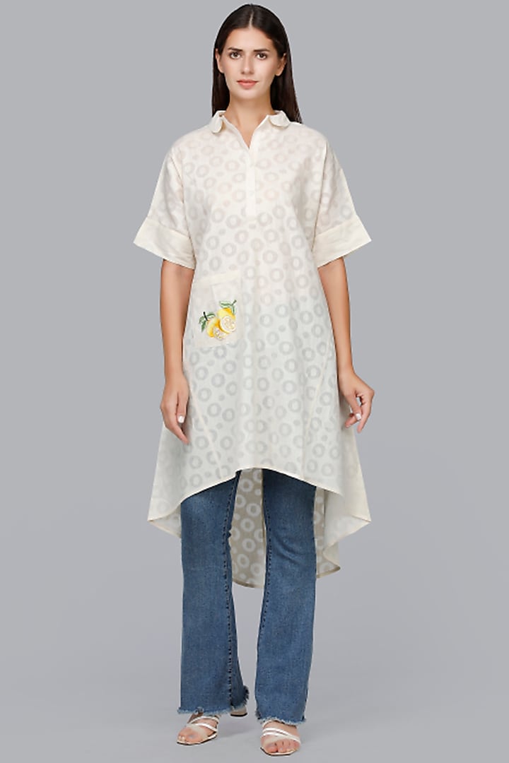 White Cotton Shirt Dress by Gulabo By Abu Sandeep
