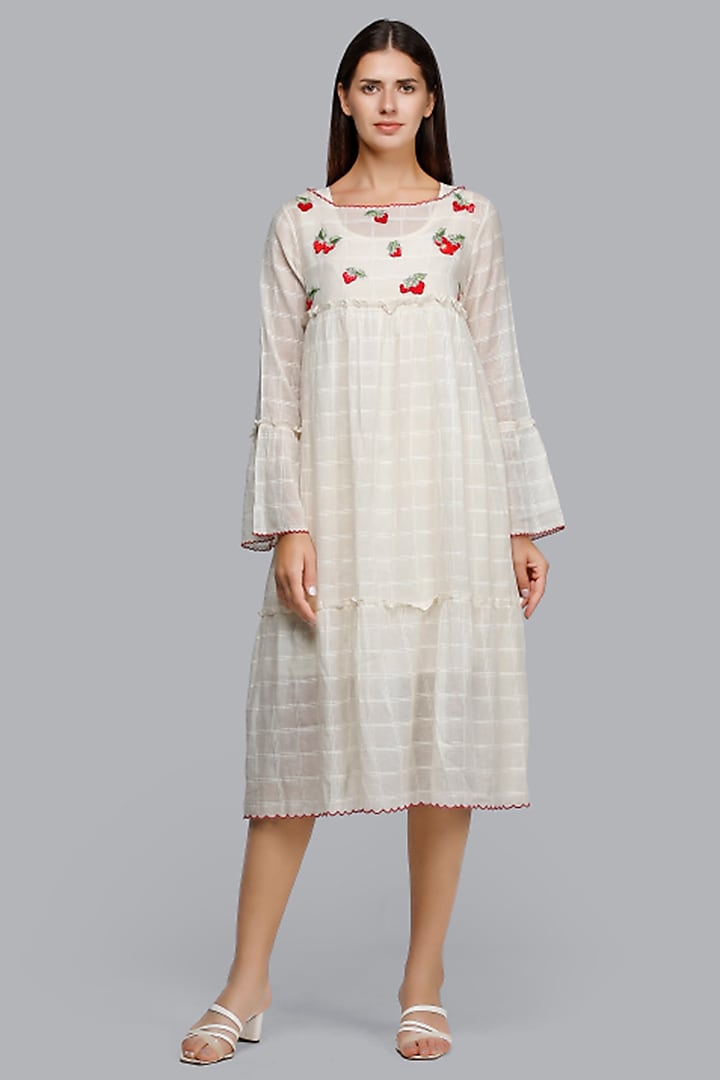 White Embroidered Cotton Dress by Gulabo By Abu Sandeep